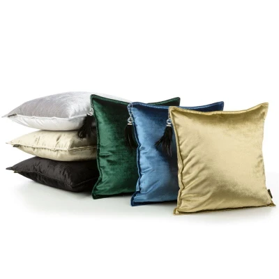 POSZEWKA WELUR VELVET Z WISIOREM 45X45 NIEBIESKA