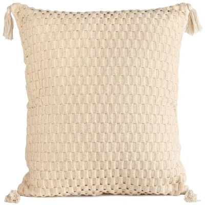 Poszewka Z POMPONAMI 60x60 gruba bawełna BOHO