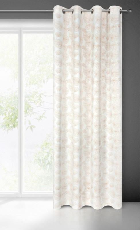 ZASŁONA NA PRZELOTKACH NADRUK LIŚCIE 140X250 BIAŁA