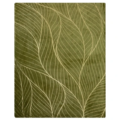 KOC MIKROFIBRA ZŁOTE LIŚCIE 150 X 200 CM OLIWKOWY