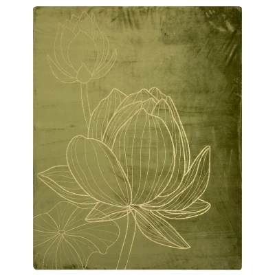 KOC MIKROFIBRA ZŁOTY KWIAT 150 X 200 CM OLIWKOWY