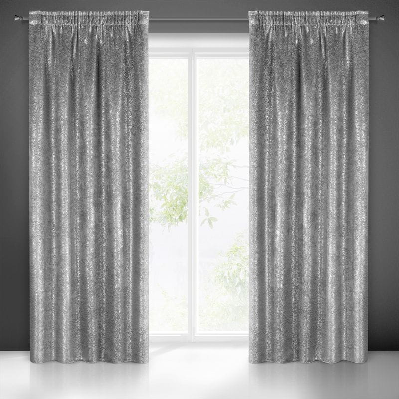 ZASŁONA GLAMOUR NADRUK NA TAŚMIE 140X270 CM SZARA