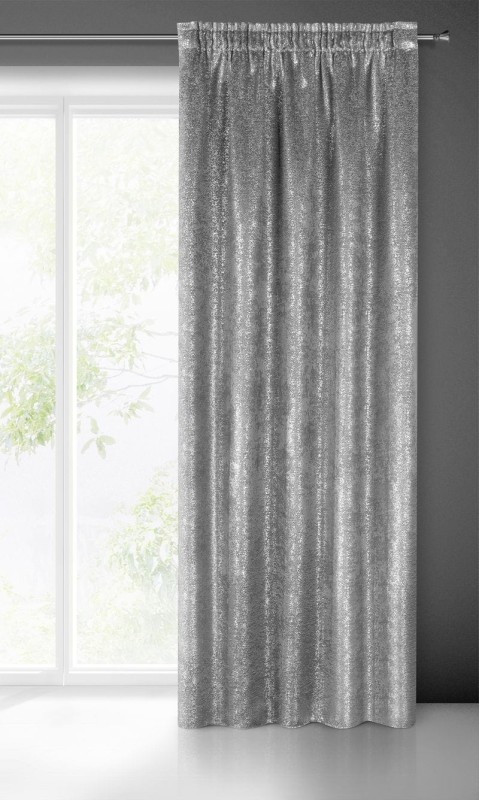 ZASŁONA GLAMOUR NADRUK NA TAŚMIE 140X270 CM SZARA