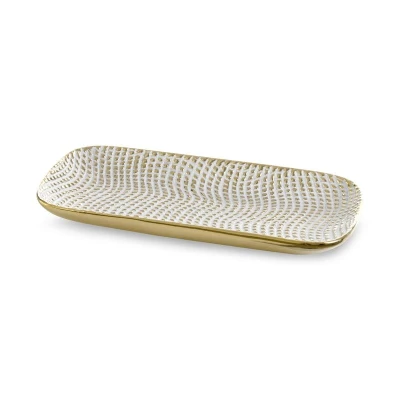 PATERA DEKORACYJNA TALERZ PODŁUŻNY 30X16X3CM BIAŁA