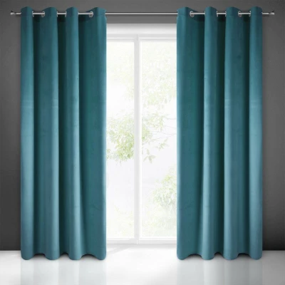 Zasłona gotowa velvet 140x250 gruba turkus welur