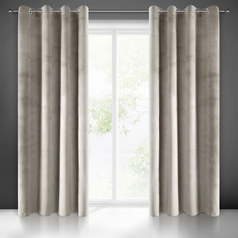 Zasłona gotowa loft velvet 140x250 gruba BEŻ welur