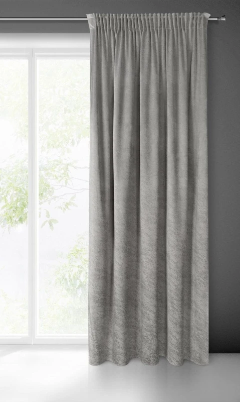 ZASŁONA MARMUR WELUR VELVET TAŚMA 140X270 SZARA