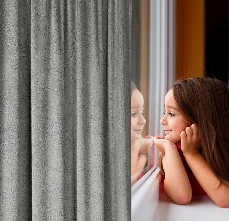 ZASŁONA MARMUR WELUR VELVET TAŚMA 140X270 SZARA