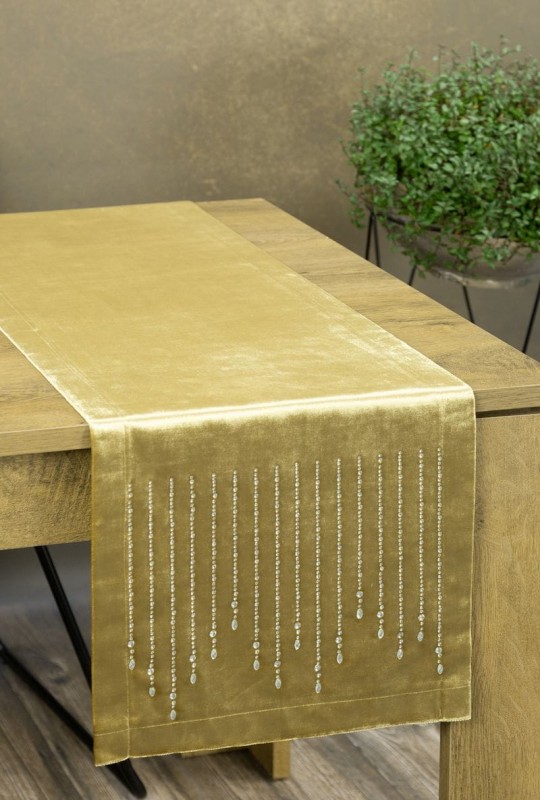 OBRUS BIEŻNIK WELUR VELVET GLAMOUR 35X140 CM ZŁOTY