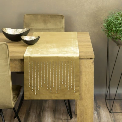 OBRUS BIEŻNIK WELUR VELVET GLAMOUR 35X140 CM ZŁOTY