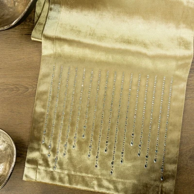 OBRUS BIEŻNIK WELUR VELVET GLAMOUR 35X140 CM ZŁOTY