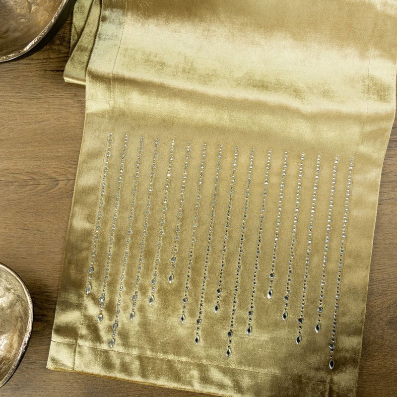 OBRUS BIEŻNIK WELUR VELVET GLAMOUR 35X140 CM ZŁOTY