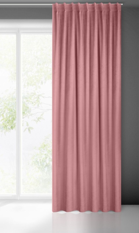 GŁADKA ZASŁONA WELUR VELVET TAŚMA 140X300 PUDROWA