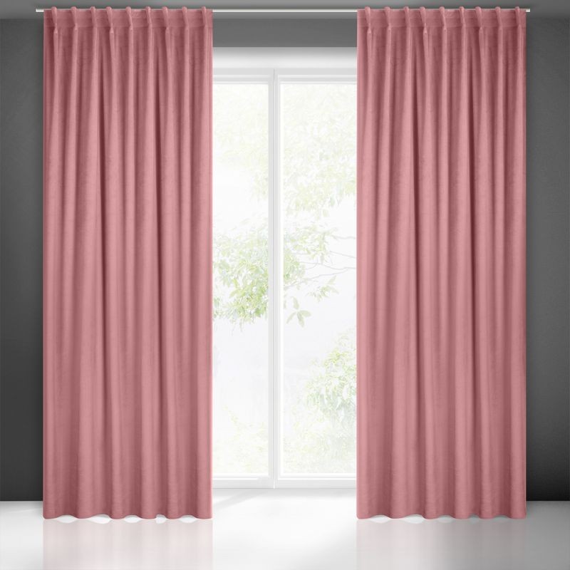 GŁADKA ZASŁONA WELUR VELVET TAŚMA 140X300 PUDROWA