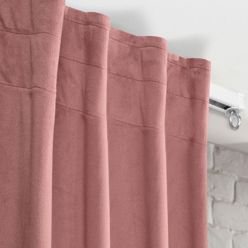 GŁADKA ZASŁONA WELUR VELVET TAŚMA 140X300 PUDROWA