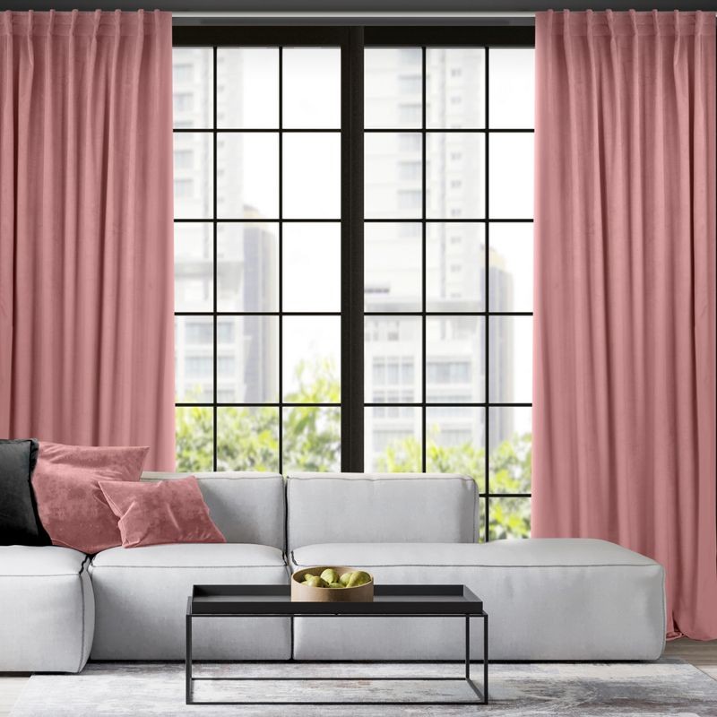 GŁADKA ZASŁONA WELUR VELVET TAŚMA 140X300 PUDROWA