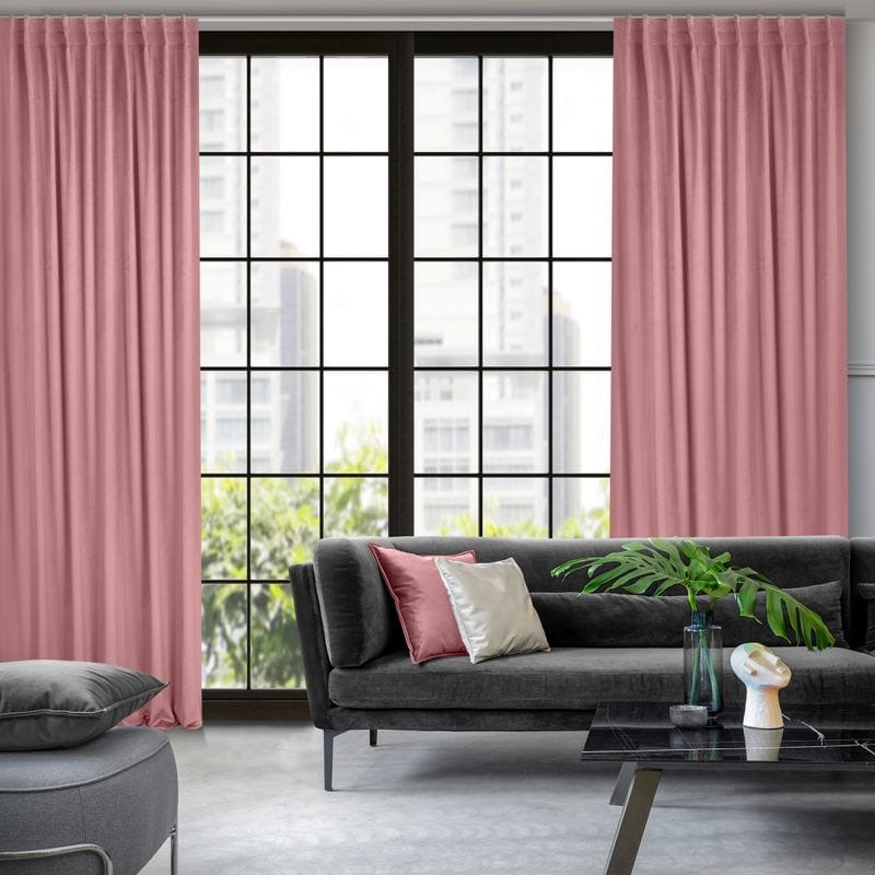 GŁADKA ZASŁONA WELUR VELVET TAŚMA 140X300 PUDROWA