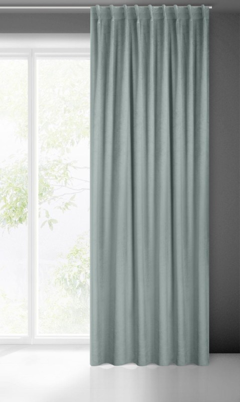 GŁADKA ZASŁONA WELUR VELVET TAŚMA 140X300 SZARA