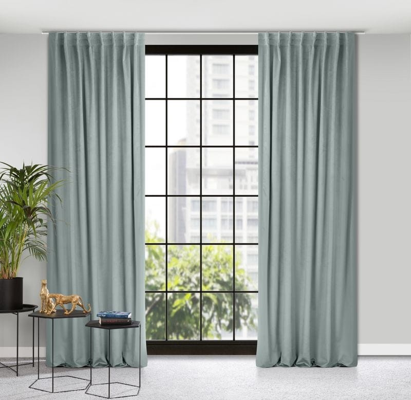 GŁADKA ZASŁONA WELUR VELVET TAŚMA 140X300 SZARA