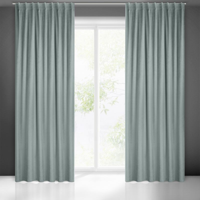 GŁADKA ZASŁONA WELUR VELVET TAŚMA 140X300 SZARA