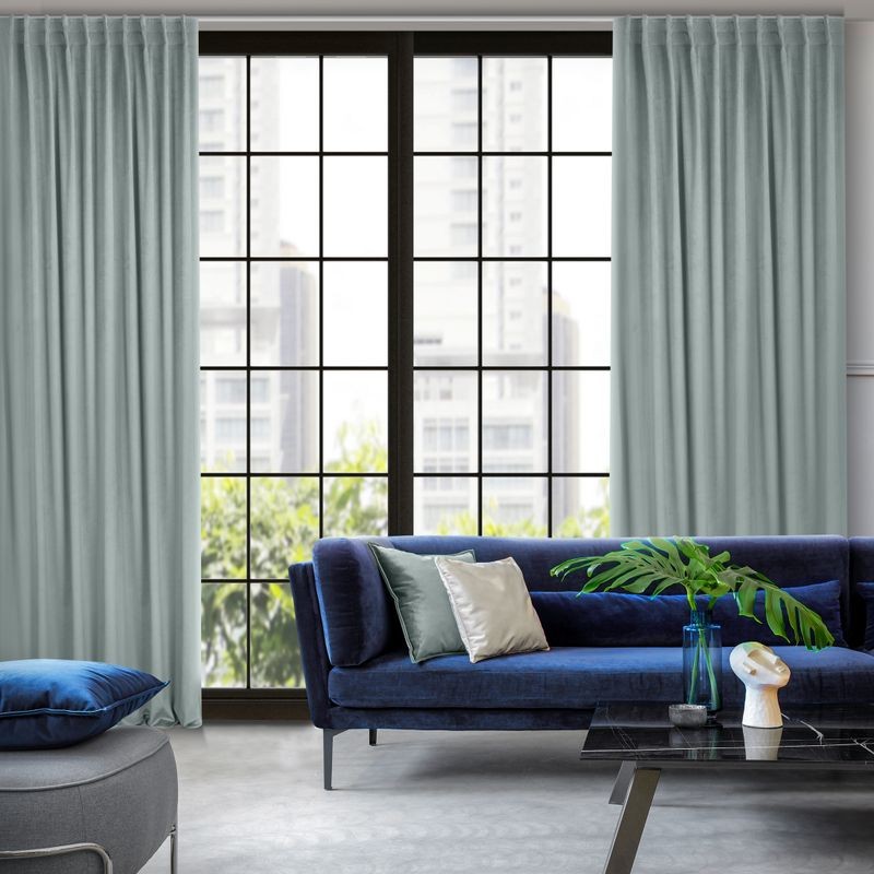 GŁADKA ZASŁONA WELUR VELVET TAŚMA 140X300 SZARA