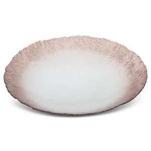PATERA OZDOBNA TALERZ OKRĄGŁY SZKŁO 40X40 KREMOWA