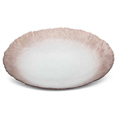 PATERA OZDOBNA TALERZ OKRĄGŁY SZKŁO 40X40 KREMOWA