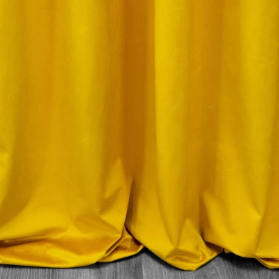 ZASŁONA WELUR VELVET NA TAŚMIE 140X270 MUSZTARDOWA