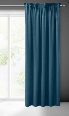 ZASŁONA WELUR VELVET NA TAŚMIE 140X270CM NIEBIESKA