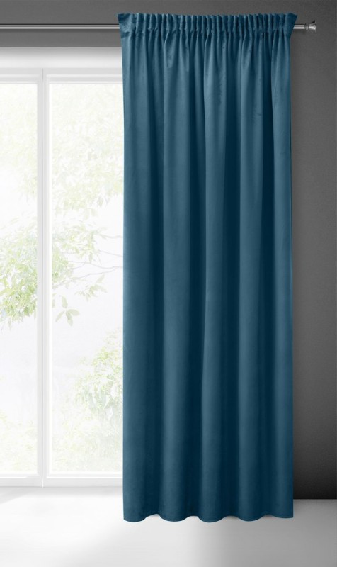 ZASŁONA WELUR VELVET NA TAŚMIE 140X270CM NIEBIESKA