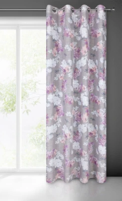ZASŁONA W KWIATY PRZELOTKI 140X250 CM FIOLETOWA