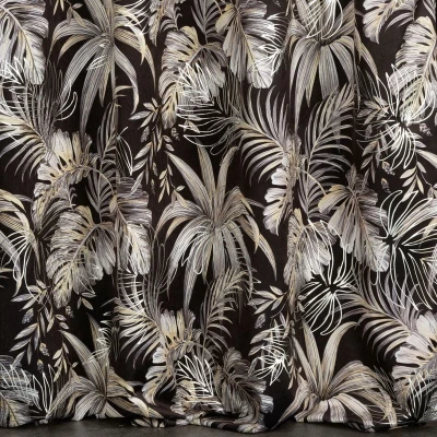 ZASŁONA NA TAŚMIE 140X270 CM CZARNY PALMY