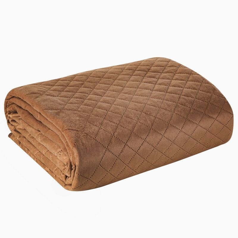 NARZUTA VELVET WELUR PIKOWANA 170X210 CM CEGLANA