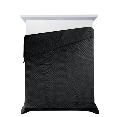 NARZUTA VELVET WELUR PIKOWANA 170X210 CM CZARNA