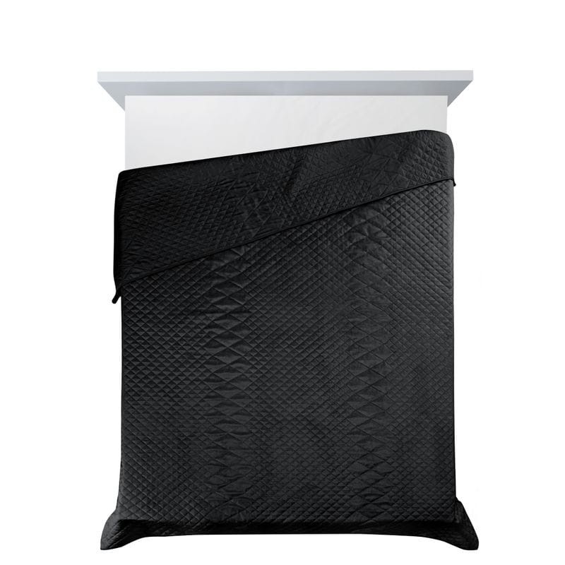 NARZUTA VELVET WELUR PIKOWANA 170X210 CM CZARNA