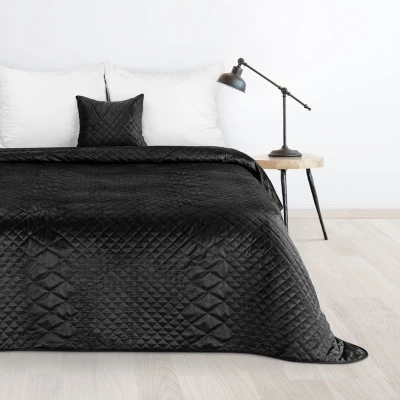 NARZUTA VELVET WELUR PIKOWANA 170X210 CM CZARNA