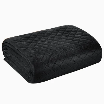 NARZUTA VELVET WELUR PIKOWANA 170X210 CM CZARNA