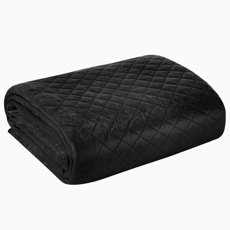 NARZUTA VELVET WELUR PIKOWANA 170X210 CM CZARNA