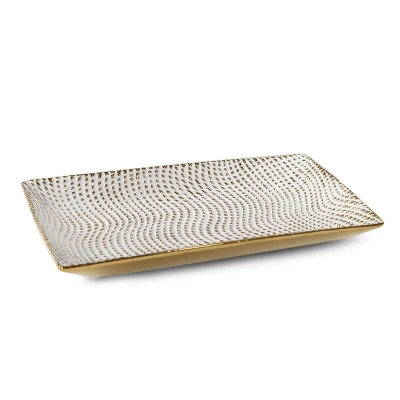 PATERA DEKORACYJNA TALERZ PODŁUŻNY 35X20X4CM BIAŁA
