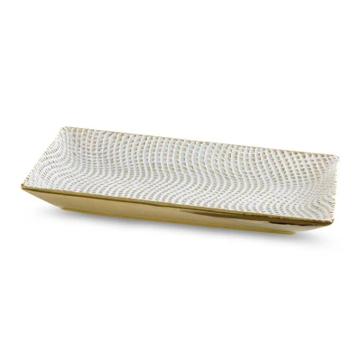 PATERA DEKORACYJNA TALERZ PODŁUŻNY 35X20X4CM BIAŁA