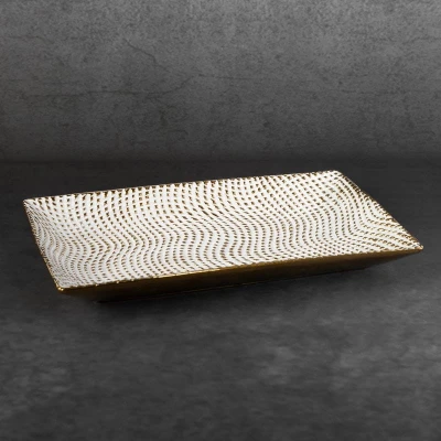 PATERA DEKORACYJNA TALERZ PODŁUŻNY 35X20X4CM BIAŁA