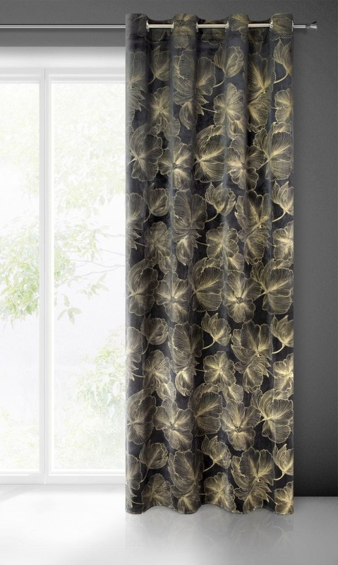 ZASŁONA WELUR VELVET PRZELOTKI 140X250 CM CZARNA