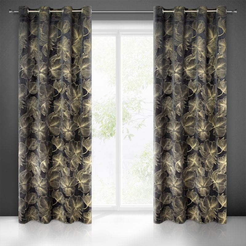 ZASŁONA WELUR VELVET PRZELOTKI 140X250 CM CZARNA