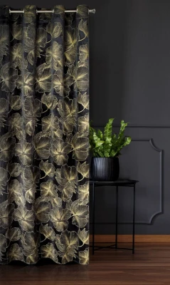ZASŁONA WELUR VELVET PRZELOTKI 140X250 CM CZARNA