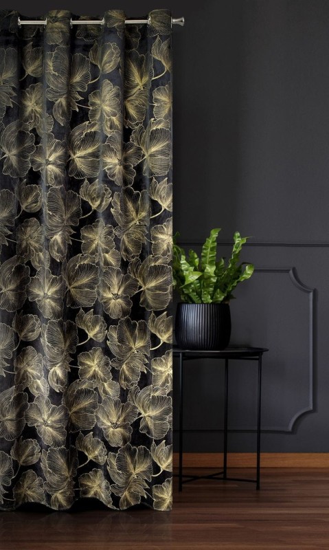 ZASŁONA WELUR VELVET PRZELOTKI 140X250 CM CZARNA
