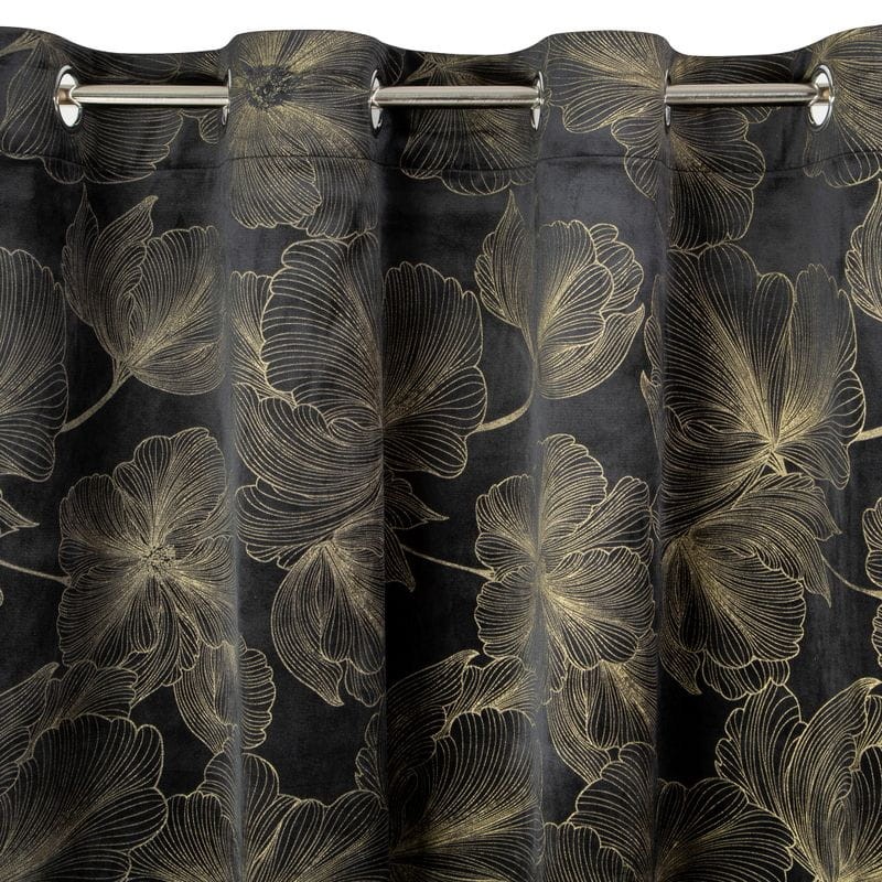 ZASŁONA WELUR VELVET PRZELOTKI 140X250 CM CZARNA