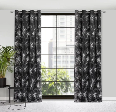 ZASŁONA WELUR VELVET PRZELOTKI 140X250 CM CZARNA