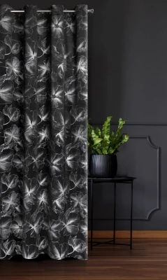 ZASŁONA WELUR VELVET PRZELOTKI 140X250 CM CZARNA