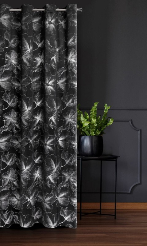 ZASŁONA WELUR VELVET PRZELOTKI 140X250 CM CZARNA