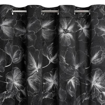 ZASŁONA WELUR VELVET PRZELOTKI 140X250 CM CZARNA